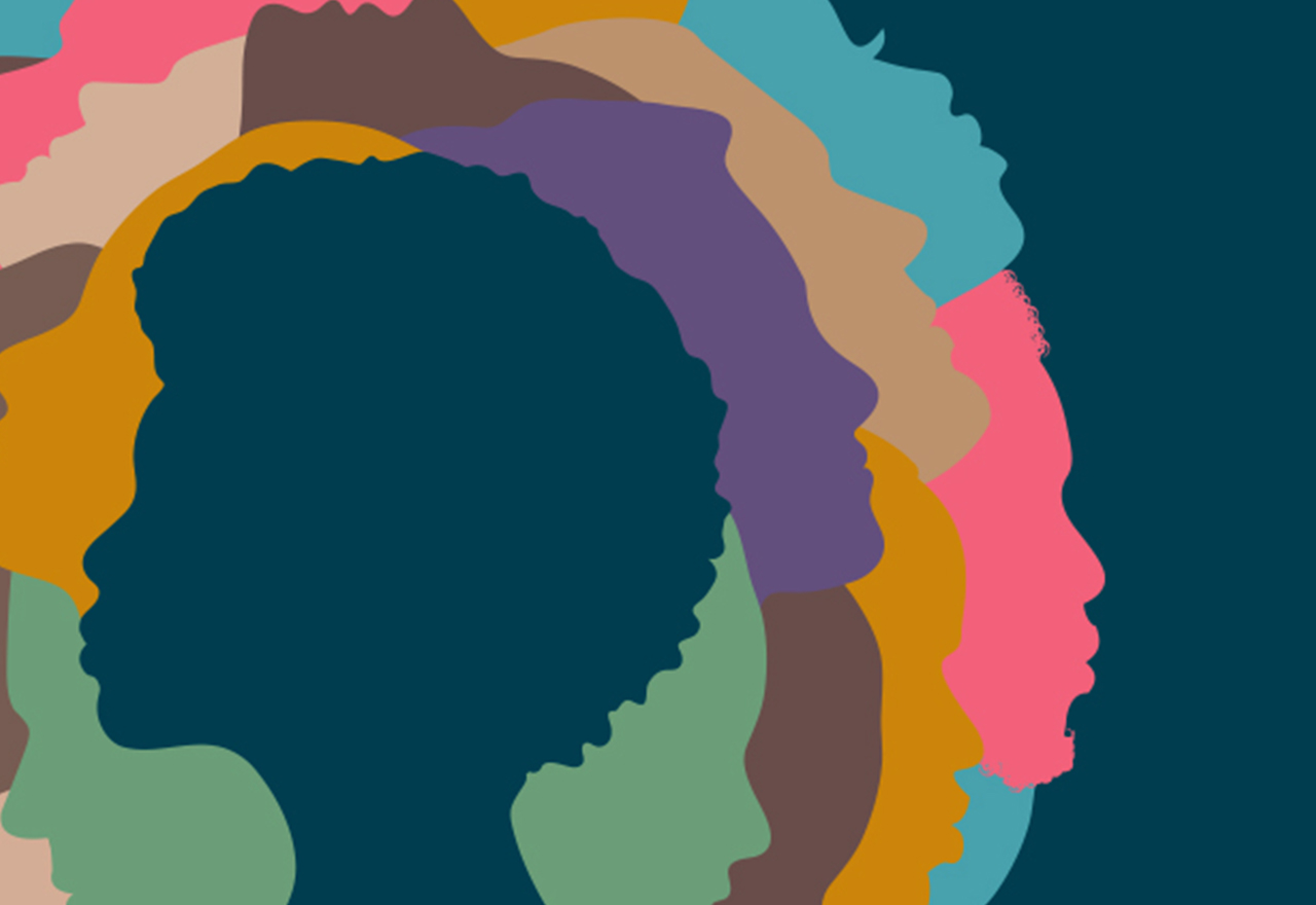 Illustration: many faces in silhouette